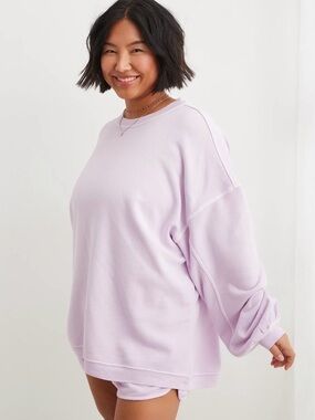 Aerie Real Crew Sweatshirt in Lavender Dawn